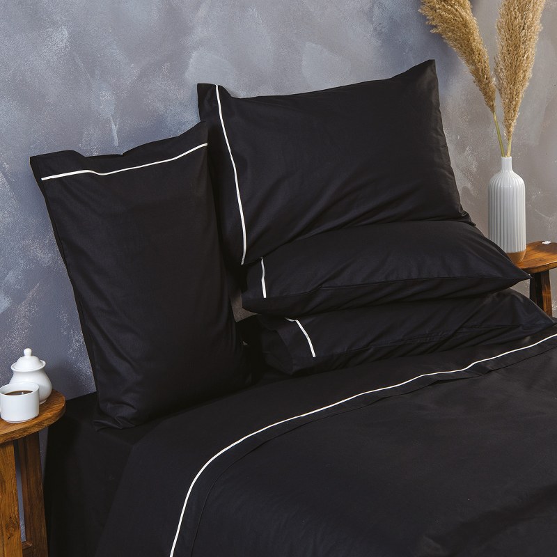 Σετ Σεντόνια Βαμβακερά Μονά 170x260εκ. Ios Black SB HOME (Ύφασμα: Βαμβάκι 100%, Τύπος κατωσέντονου: Χωρίς Λάστιχο, Χρώμα: Μαύρο, Μέγεθος: Μονά) - Sb home - 5206864063549